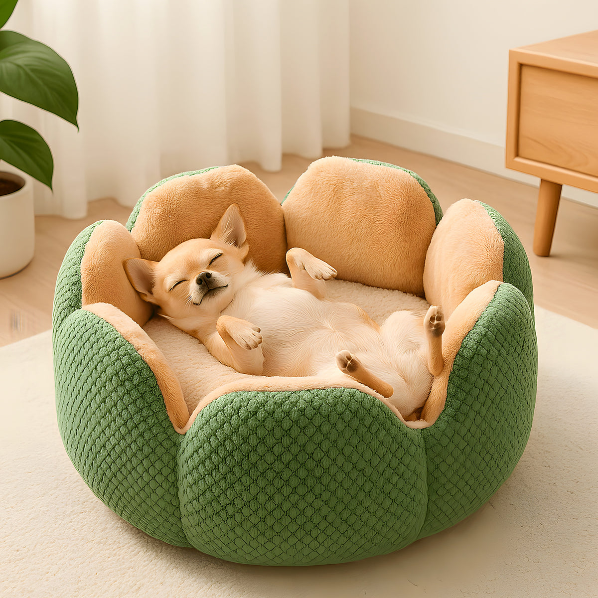 Coussin anti-stress en forme de pétales pour petit chien
