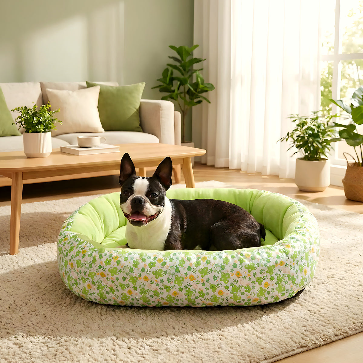 Coussin anti-stress fleuri pour chien, 4 couleurs
