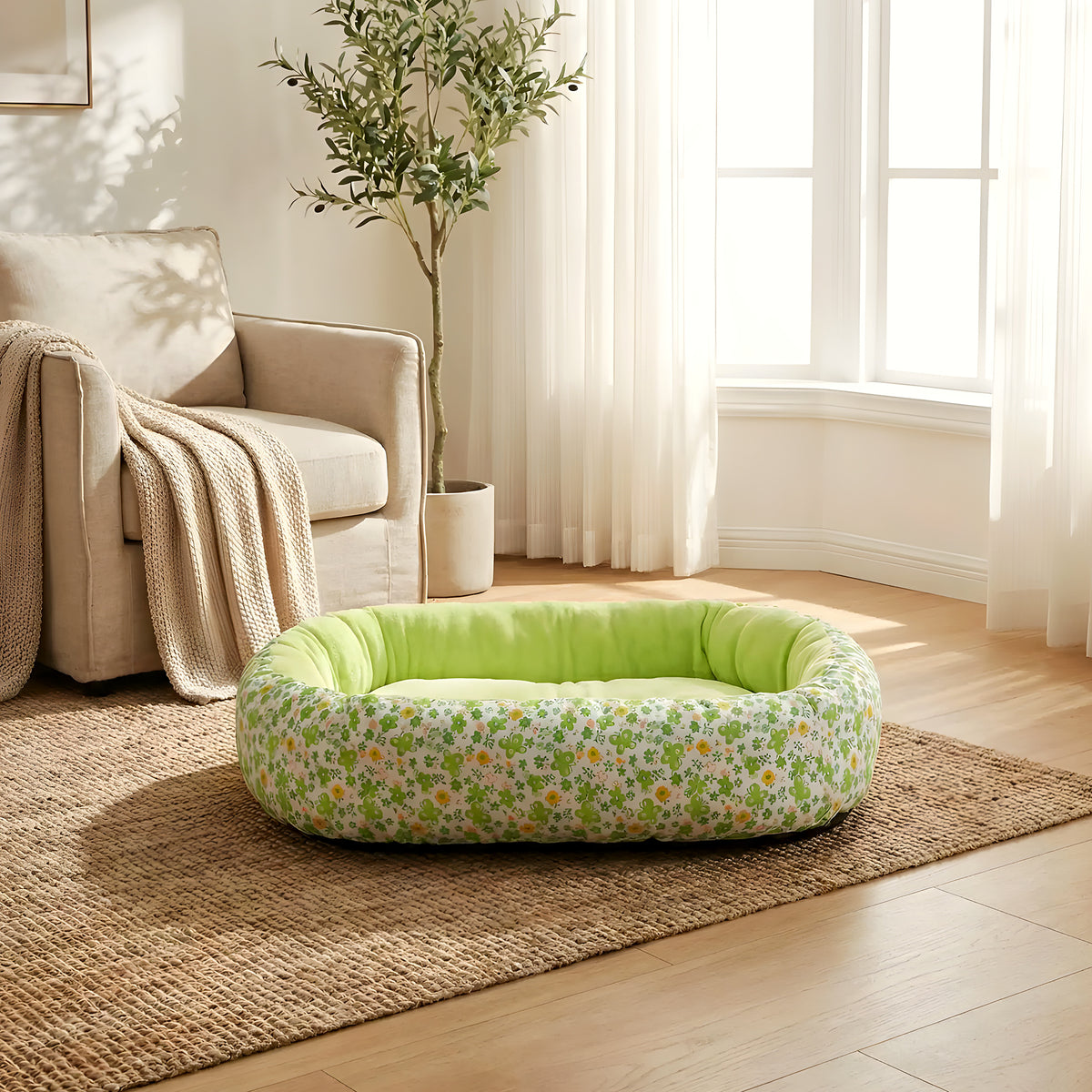 Coussin anti-stress fleuri pour chien, 4 couleurs
