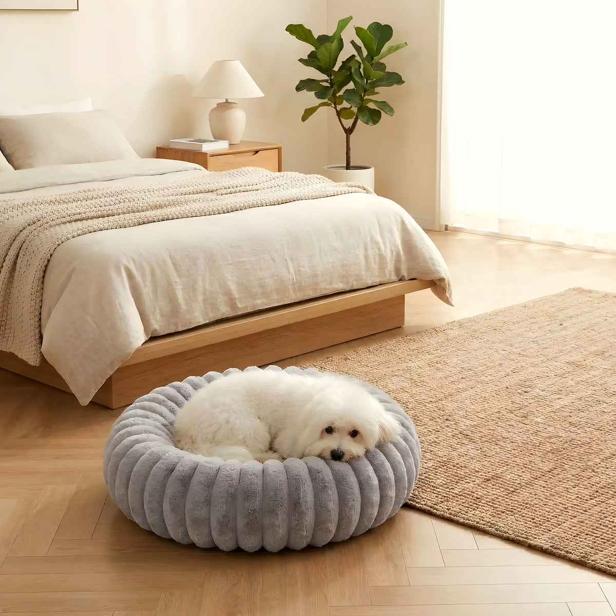 Coussin anti-stress rond en velours, 5 tailles