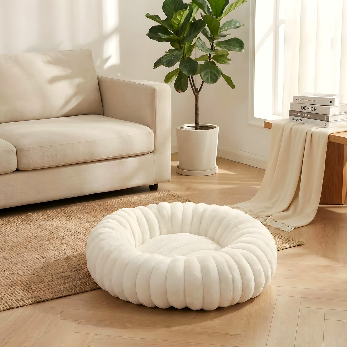 Coussin anti-stress rond en velours, 5 tailles