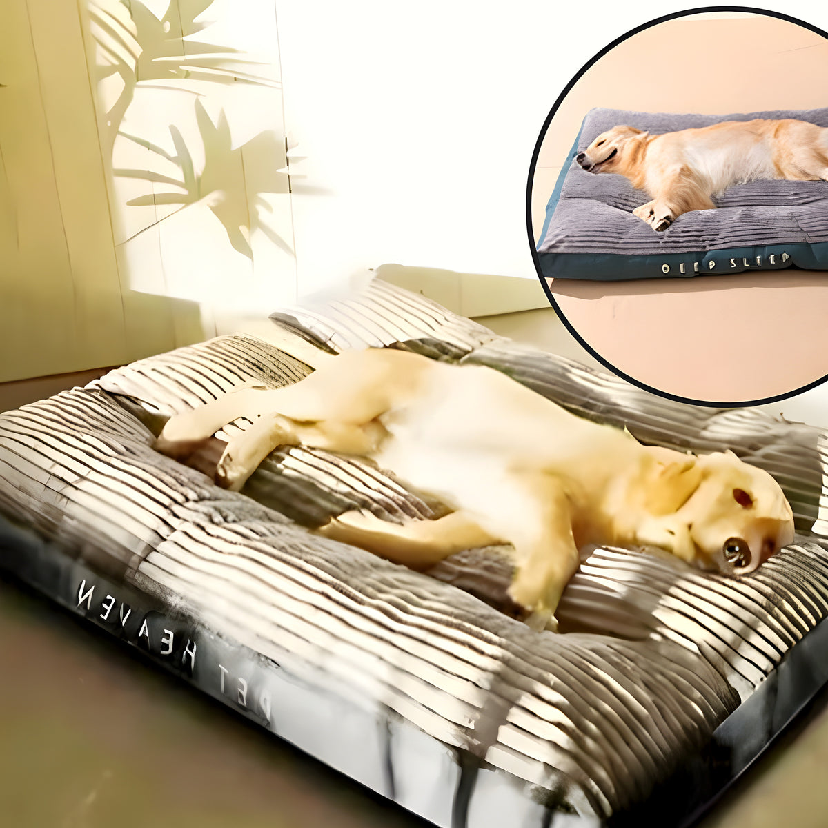 Coussin déhoussable en velours côtelé pour chien, M à XXL