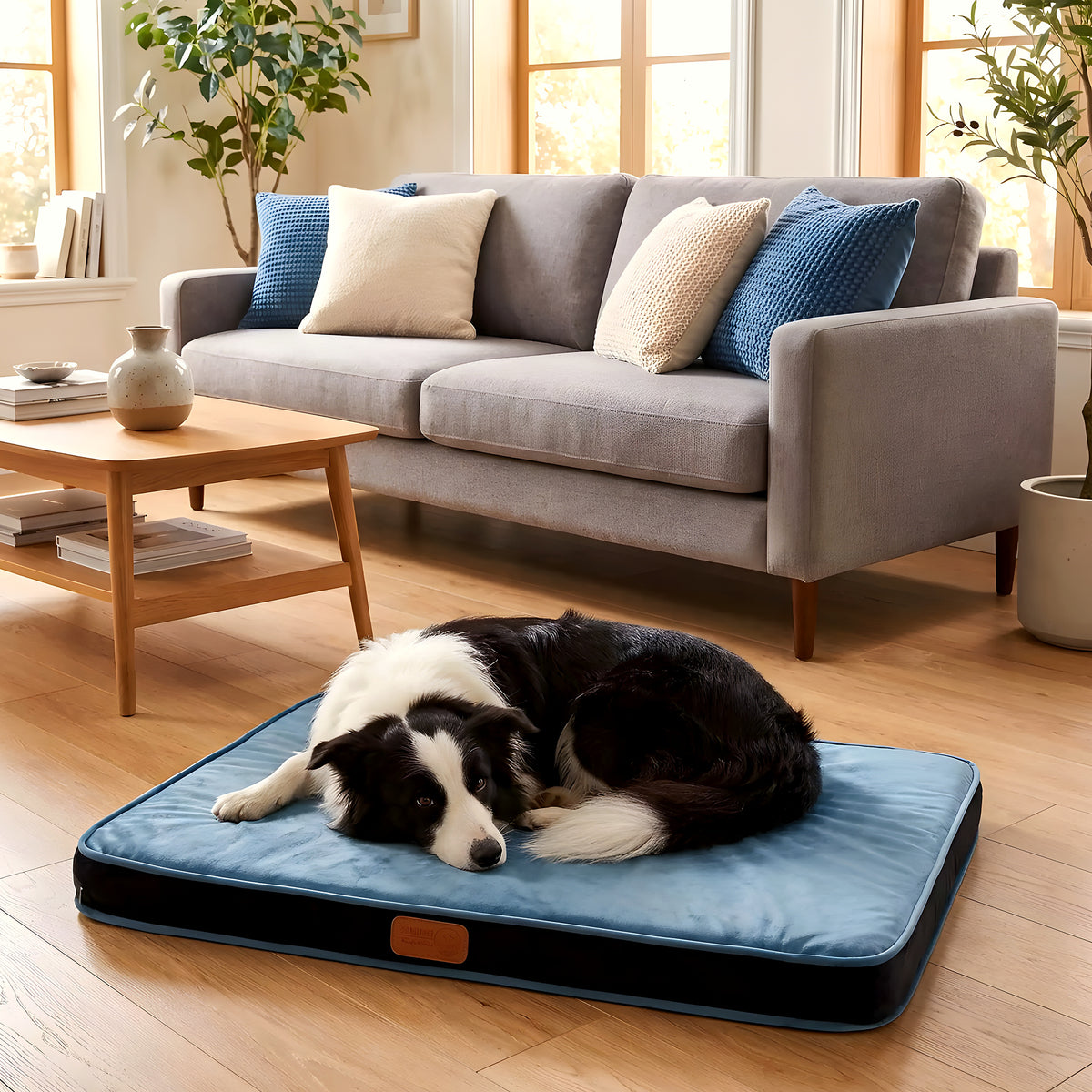 Coussin déhoussable en velours pour chien, 3 coloris