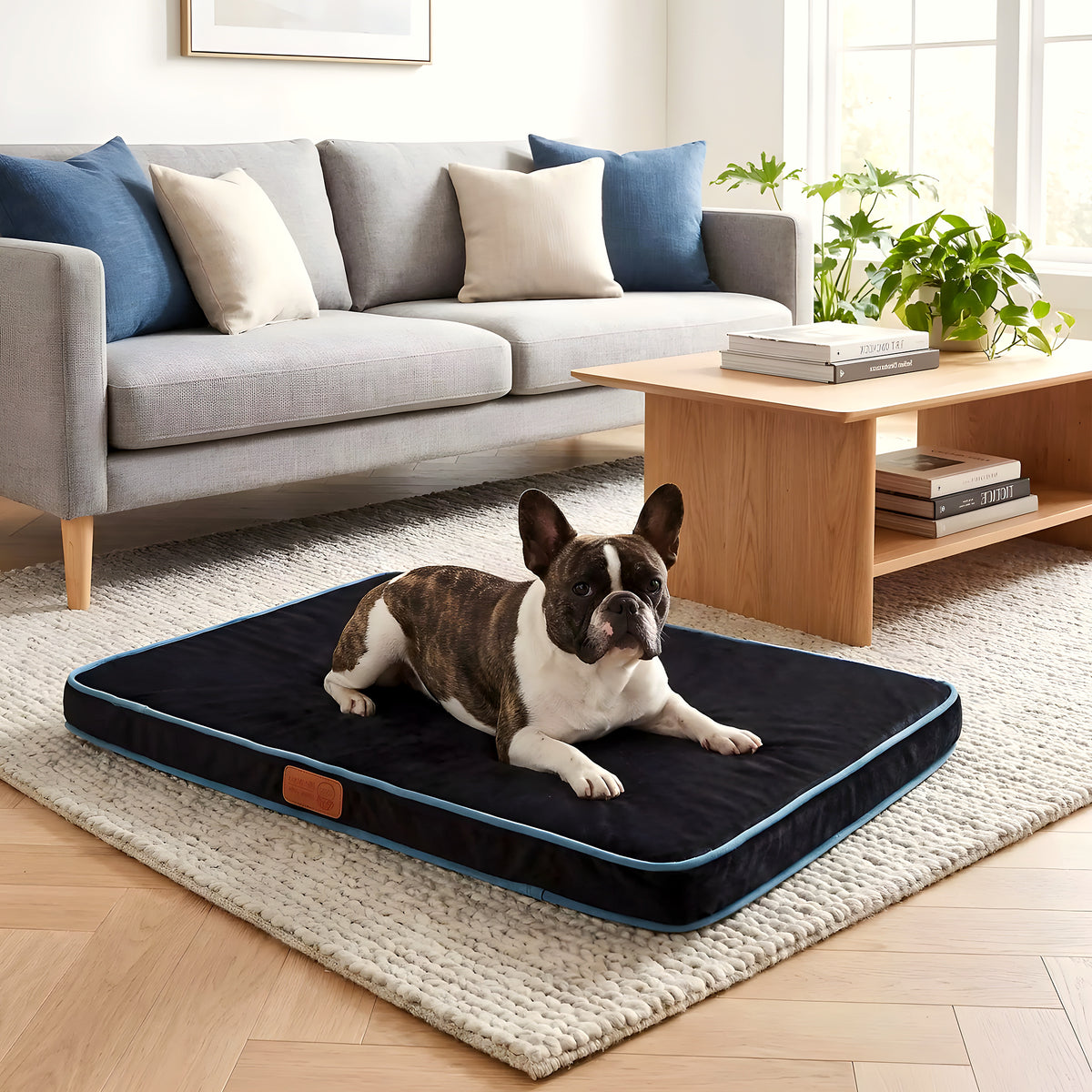Coussin déhoussable en velours pour chien, 3 coloris