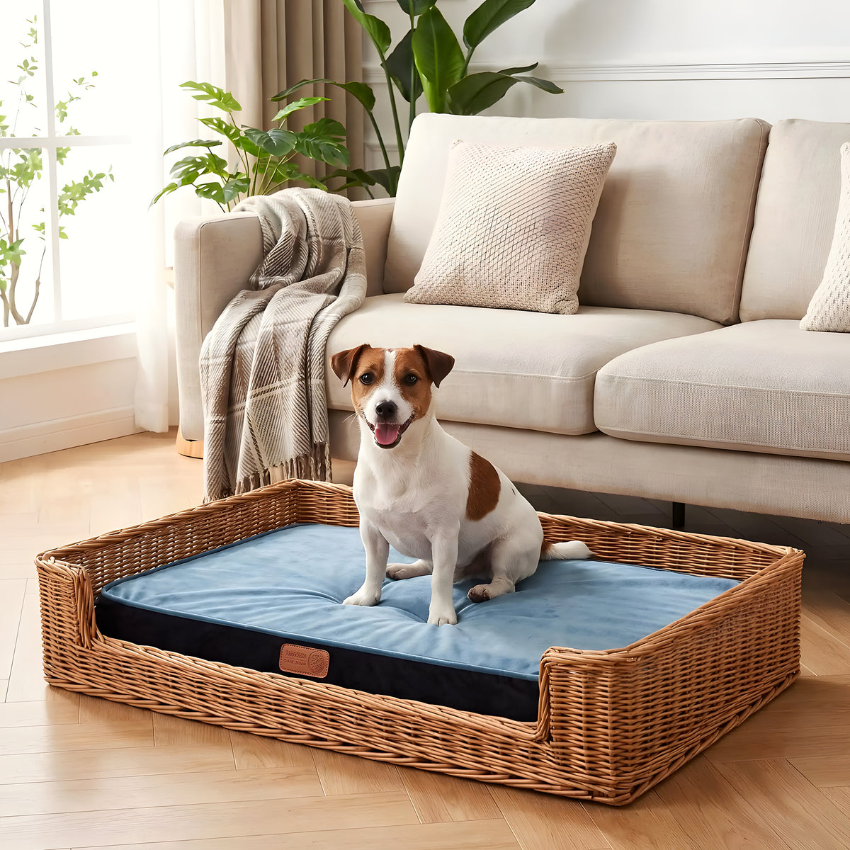 Coussin déhoussable en velours pour chien, 3 coloris