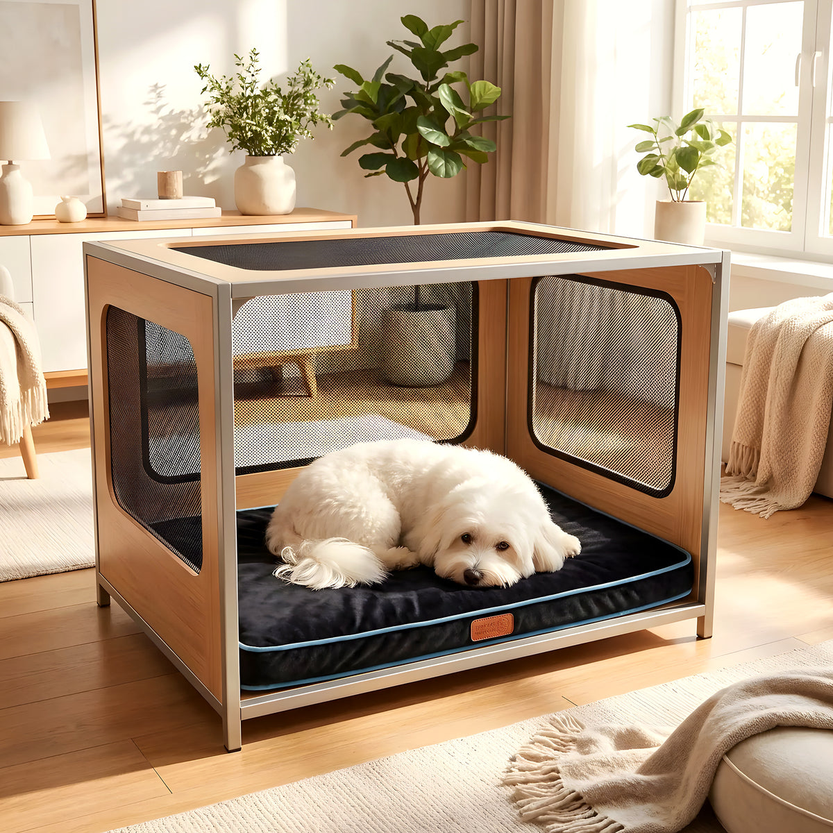 Coussin déhoussable en velours pour chien, 3 coloris
