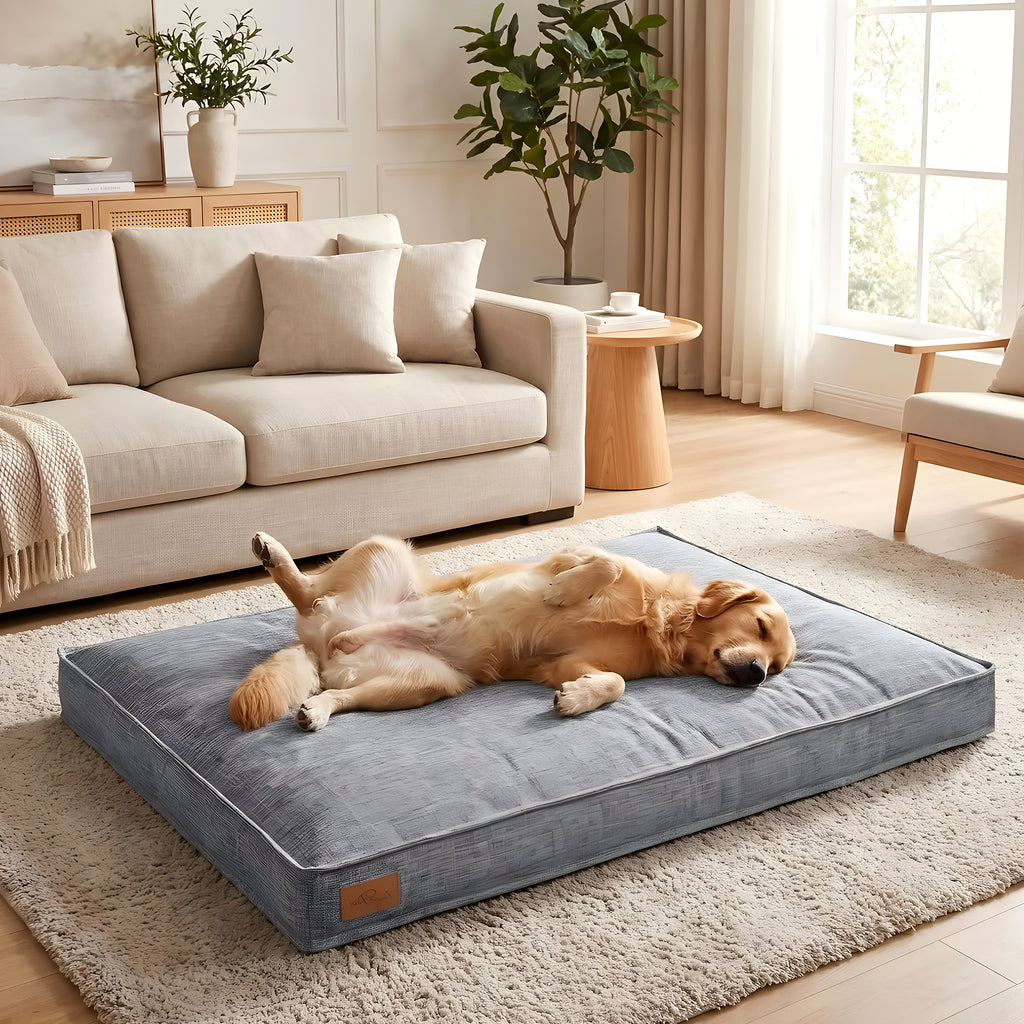 Coussin en lin déhoussable et imperméable pour chien