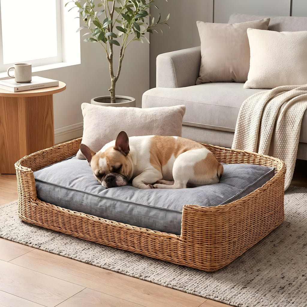 Coussin en lin déhoussable et imperméable pour chien