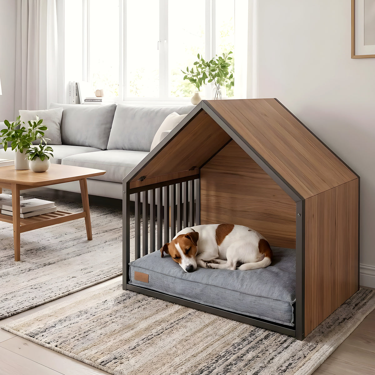 Coussin en lin déhoussable et imperméable pour chien