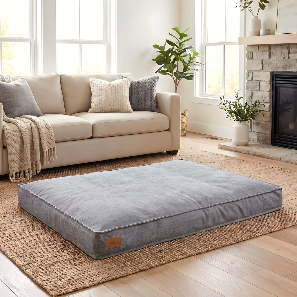 Coussin en lin déhoussable et imperméable pour chien