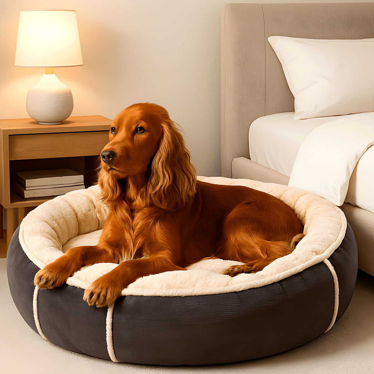 Coussin ergonomique gris et blanc qui s'intègre à la déco