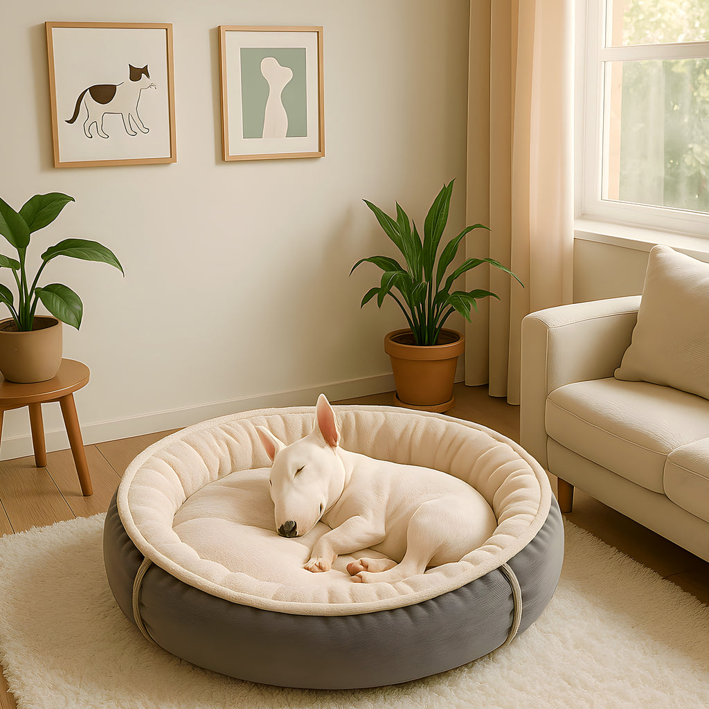 Coussin ergonomique gris et blanc qui s'intègre à la déco