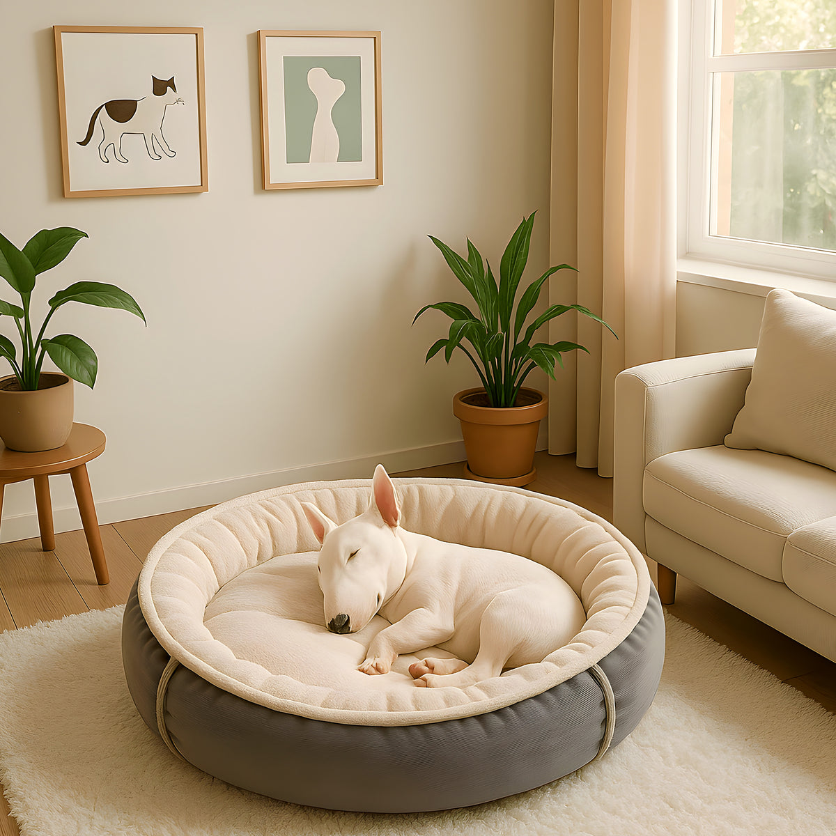 Coussin ergonomique gris et blanc qui s'intègre à la déco