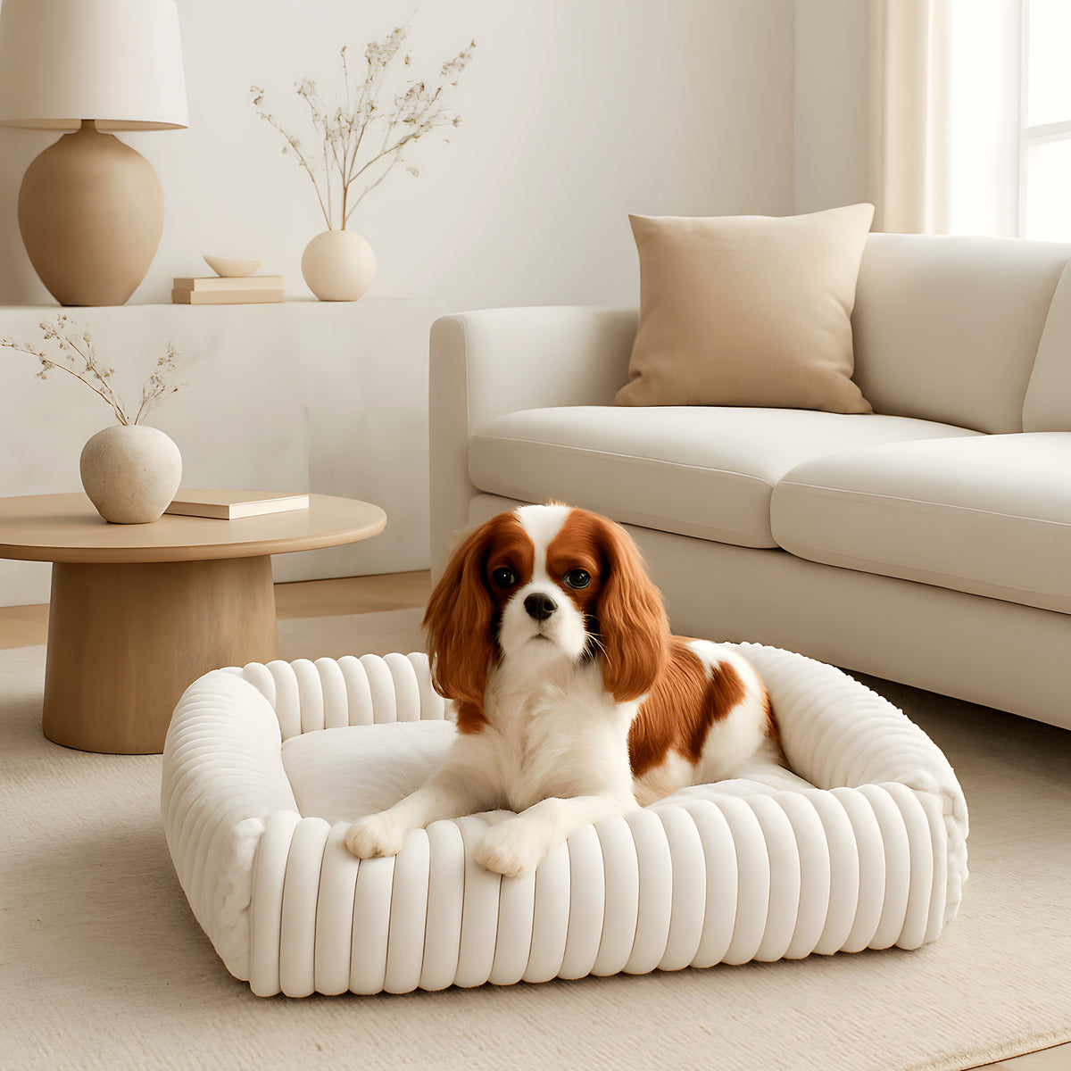 Coussin nid en velours pour chien, 5 coloris, 4 tailles