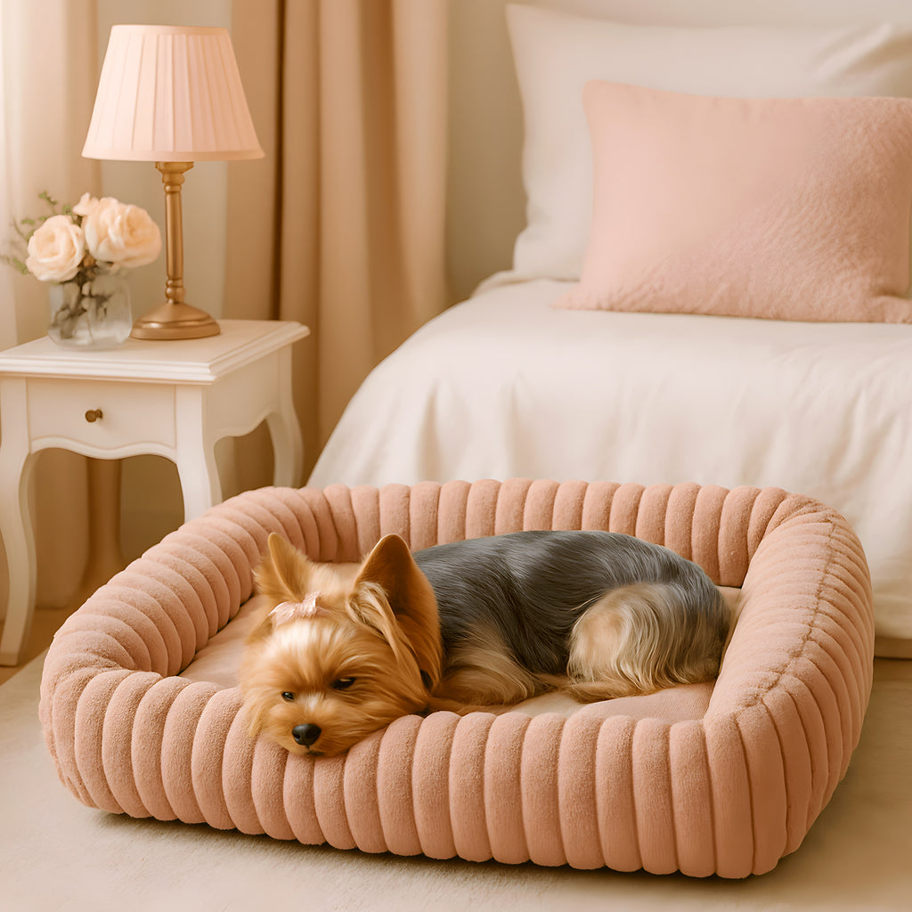 Coussin nid en velours pour chien, 5 coloris, 4 tailles