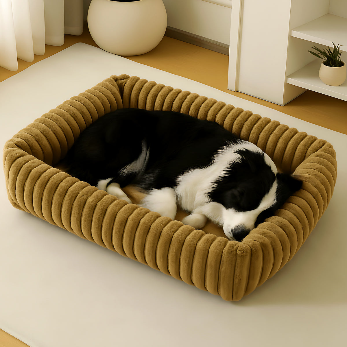 Coussin nid en velours pour chien, 5 coloris, 4 tailles