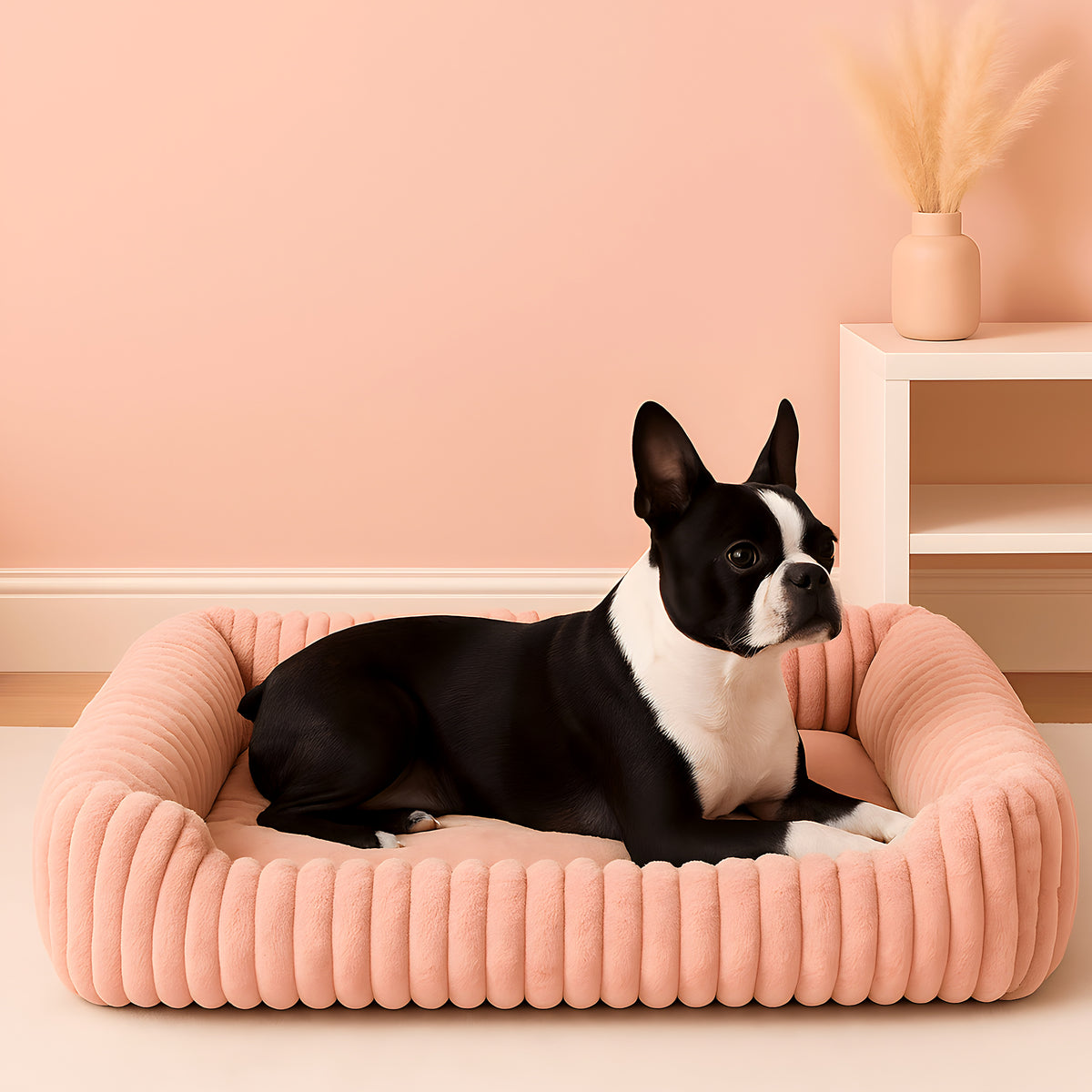 Coussin nid en velours pour chien, 5 coloris, 4 tailles