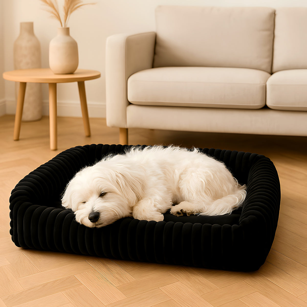Coussin nid en velours pour chien, 5 coloris, 4 tailles