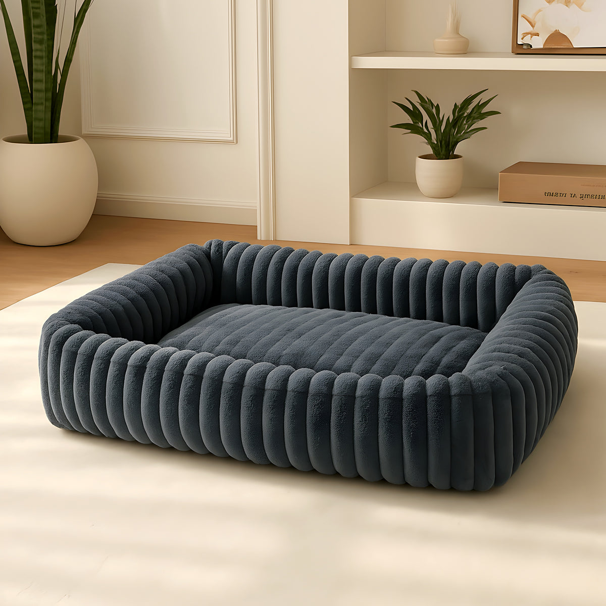 Coussin nid en velours pour chien, 5 coloris, 4 tailles
