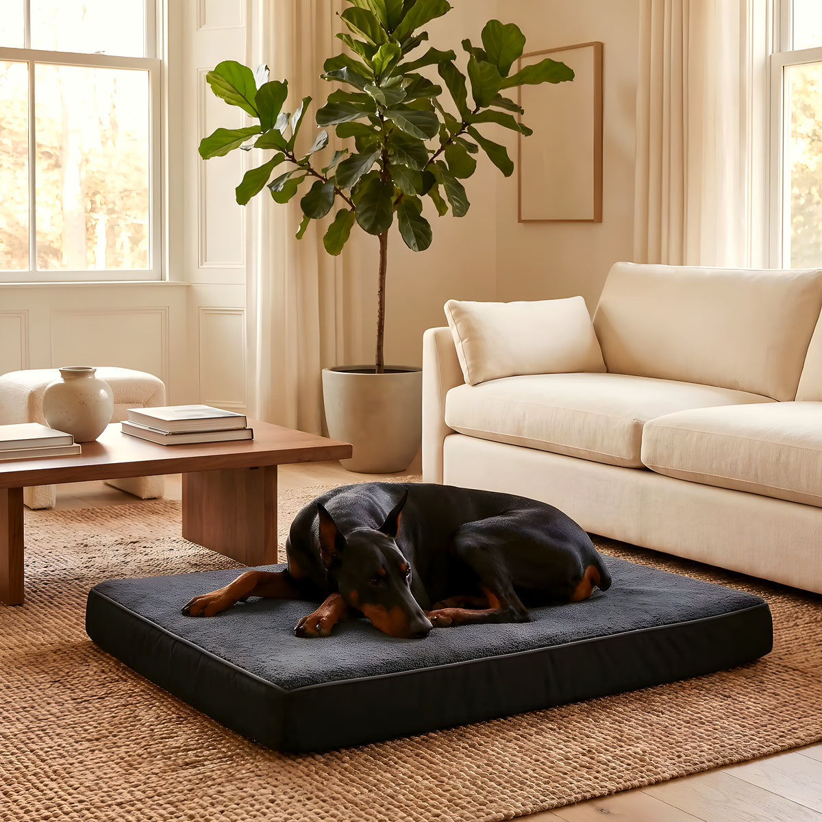 Coussin orthopédique à mémoire de forme avec couverture en peluche