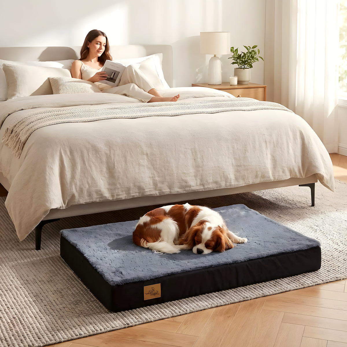 Coussin orthopédique à mémoire de forme avec couverture en peluche