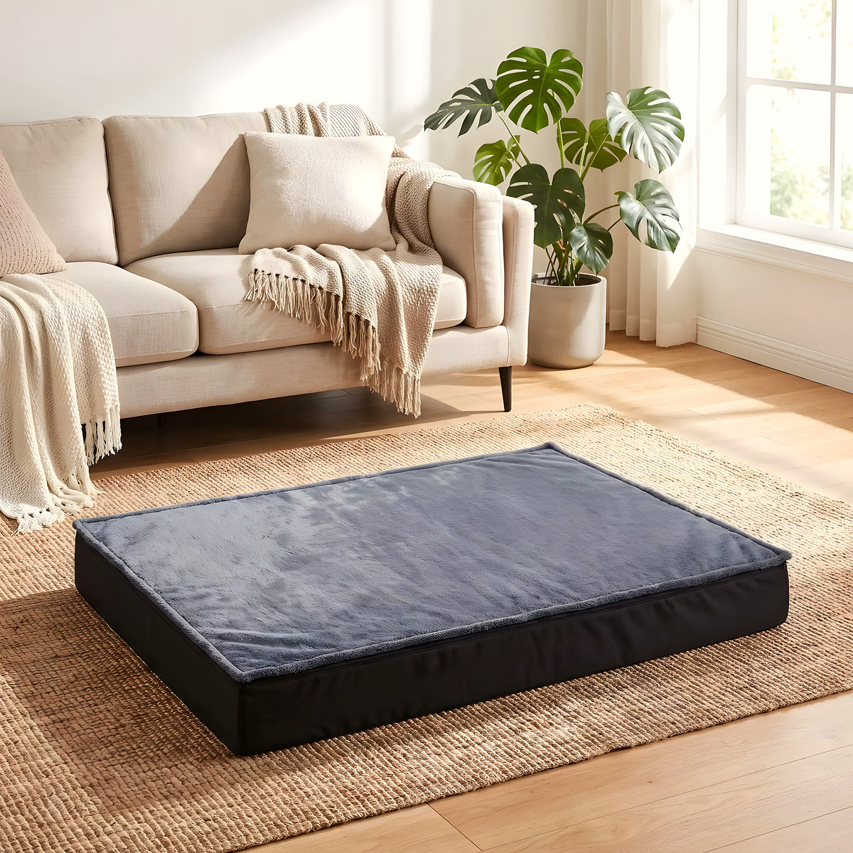 Coussin orthopédique à mémoire de forme avec couverture en peluche