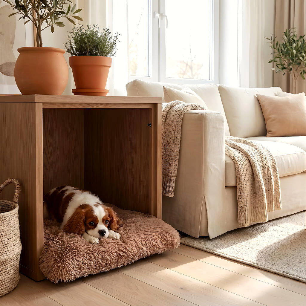 Coussin orthopédique déhoussable en peluche pour chien