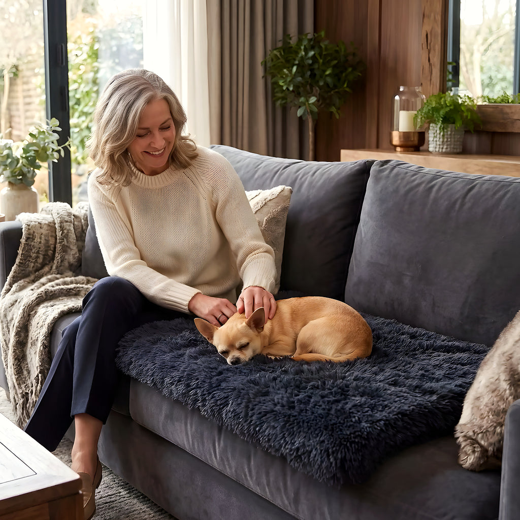 Coussin orthopédique déhoussable en peluche pour chien