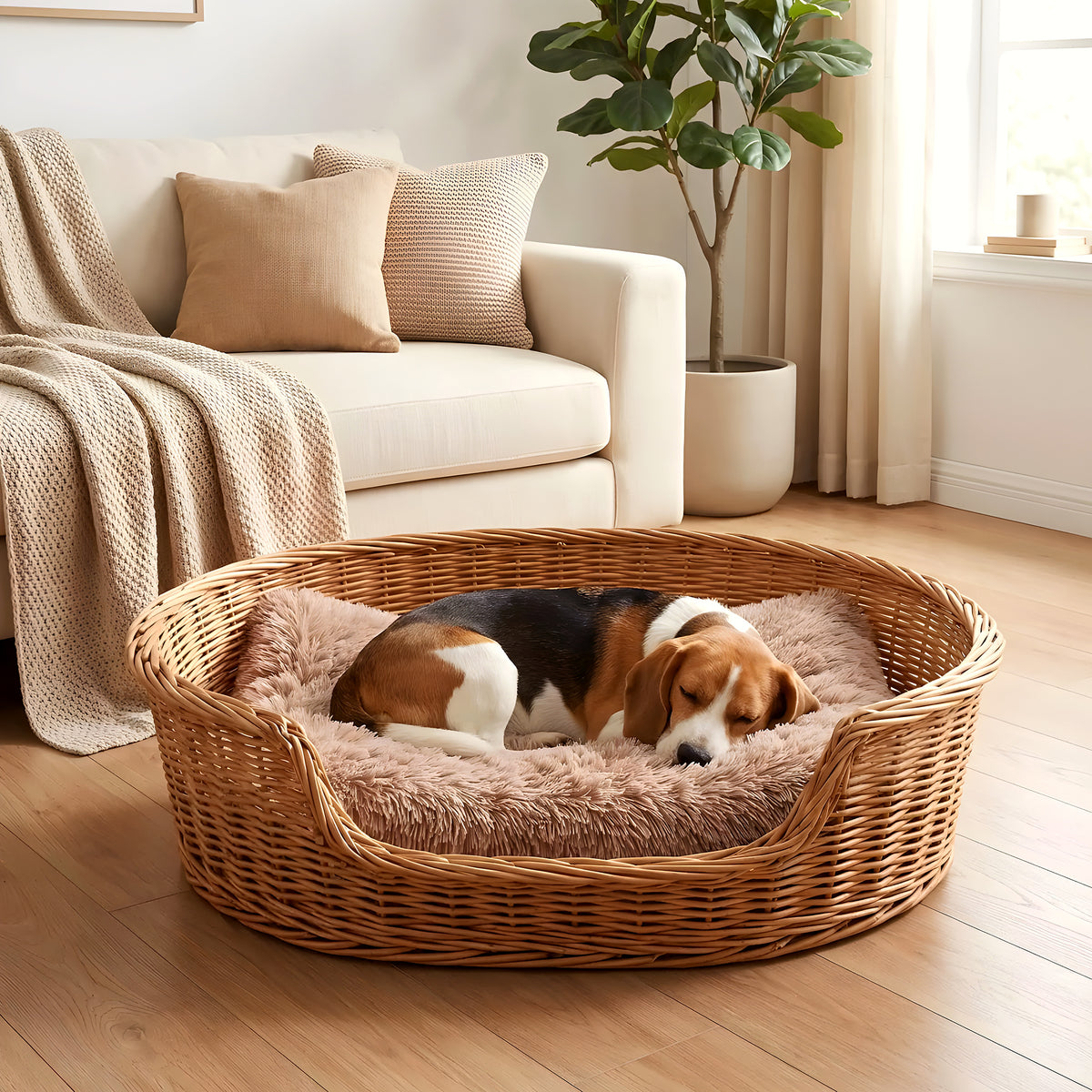 Coussin orthopédique déhoussable en peluche pour chien