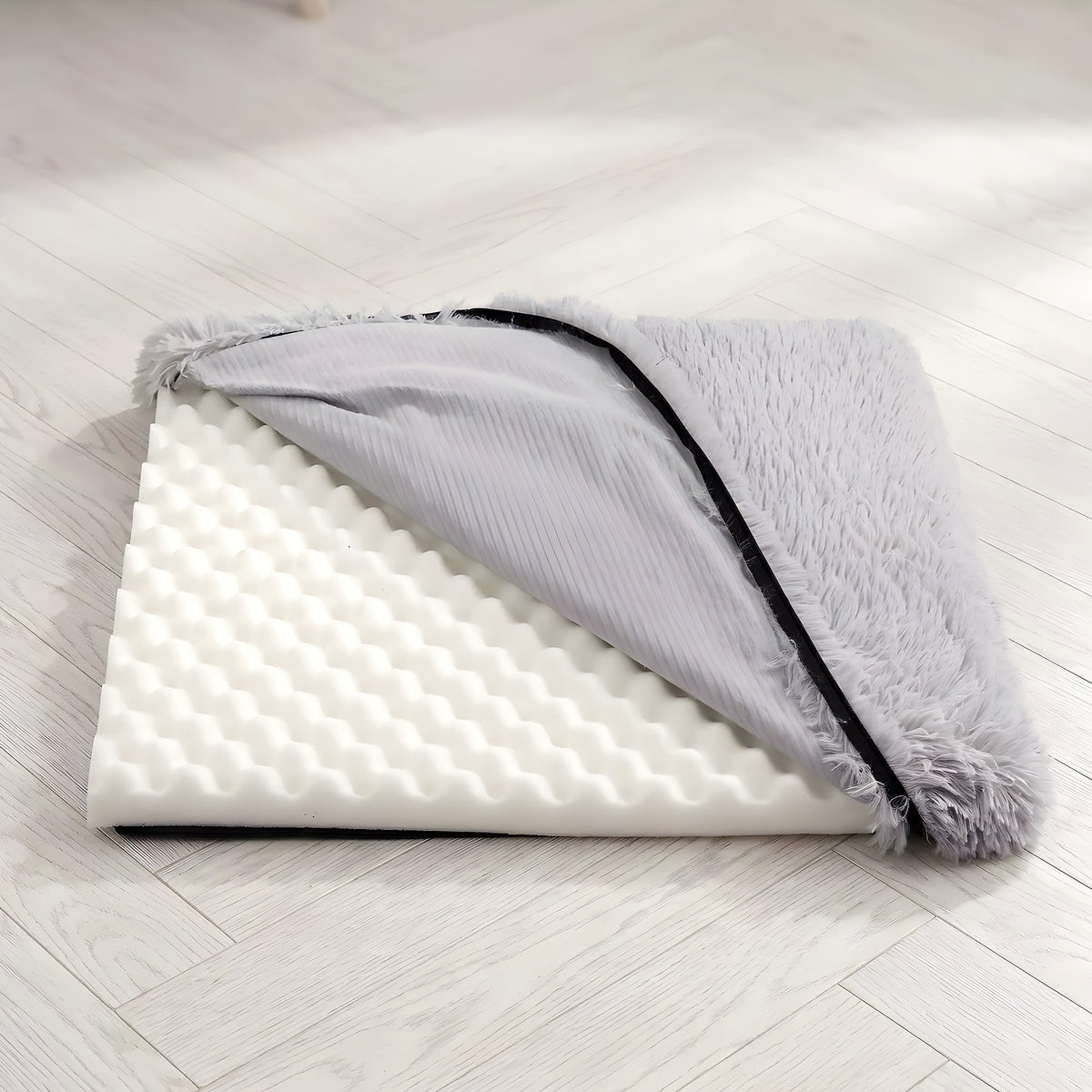 Coussin orthopédique déhoussable en peluche pour chien