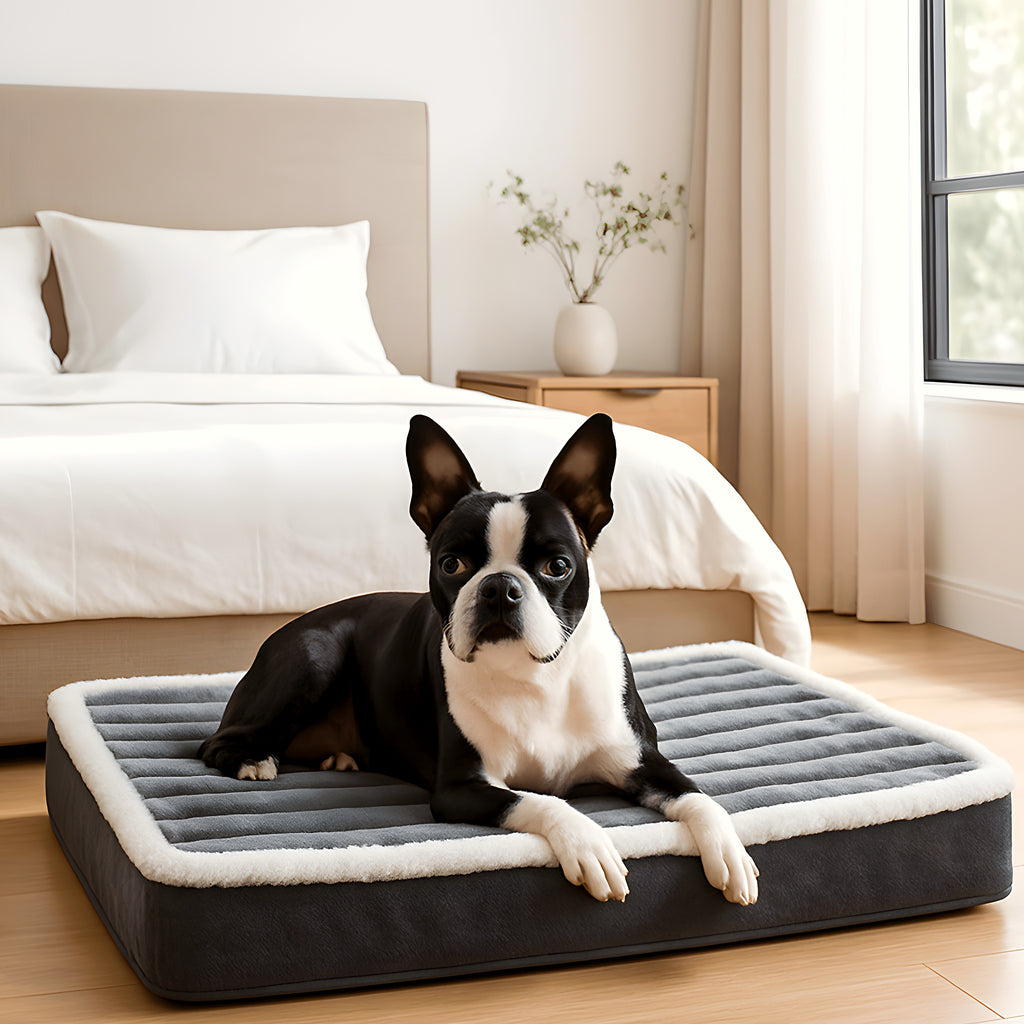 Coussin orthopédique matelassé en flanelle pour chien