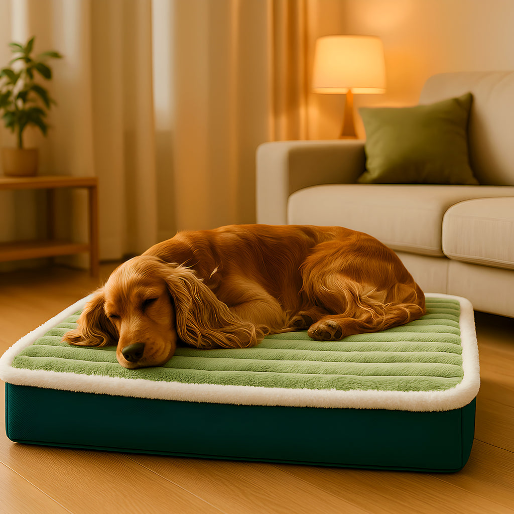 Coussin orthopédique matelassé en flanelle pour chien