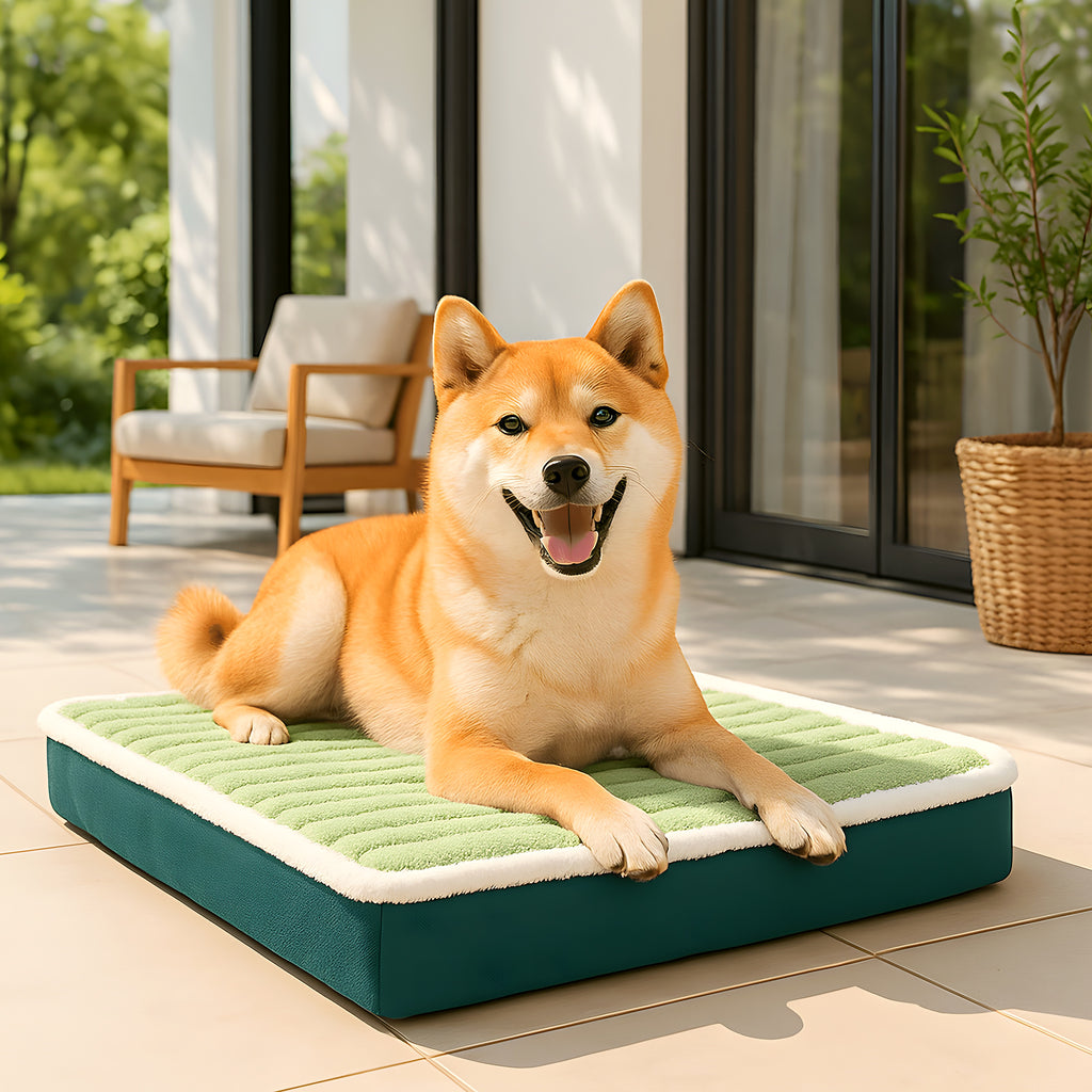 Coussin orthopédique matelassé en flanelle pour chien