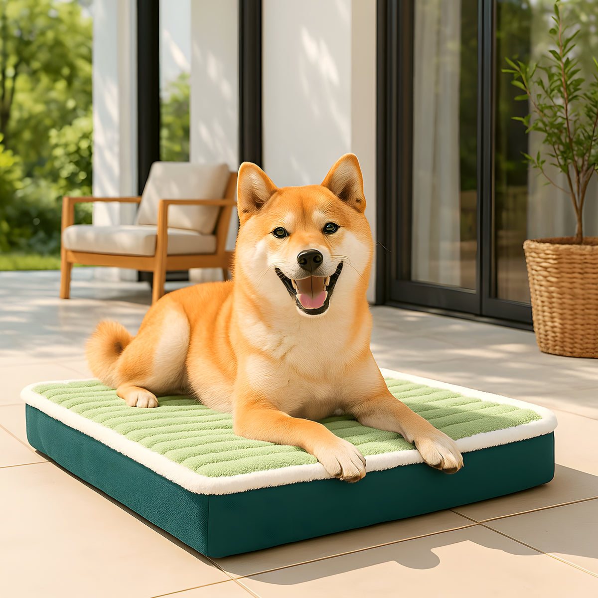 Coussin orthopédique matelassé en flanelle pour chien
