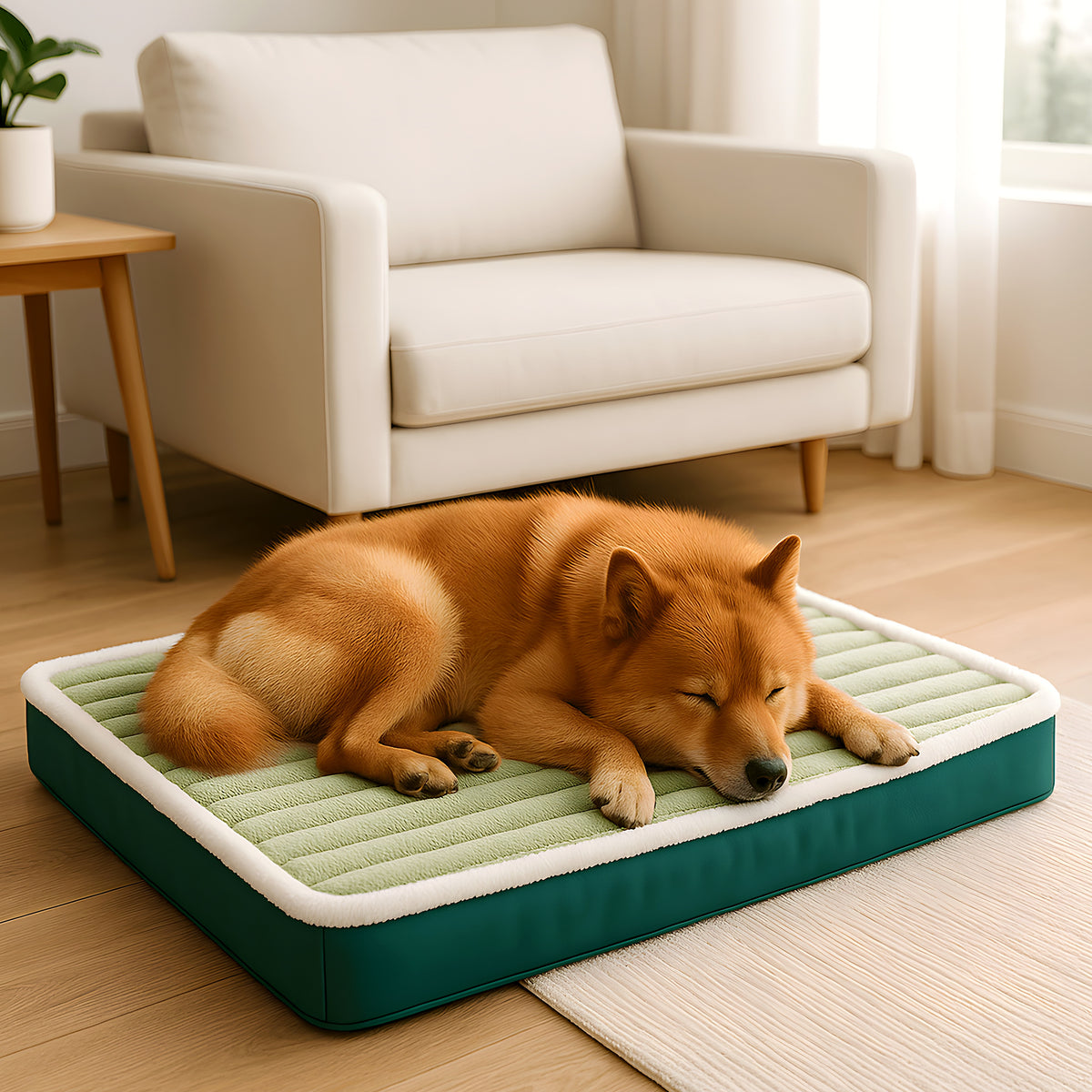 Coussin orthopédique matelassé en flanelle pour chien
