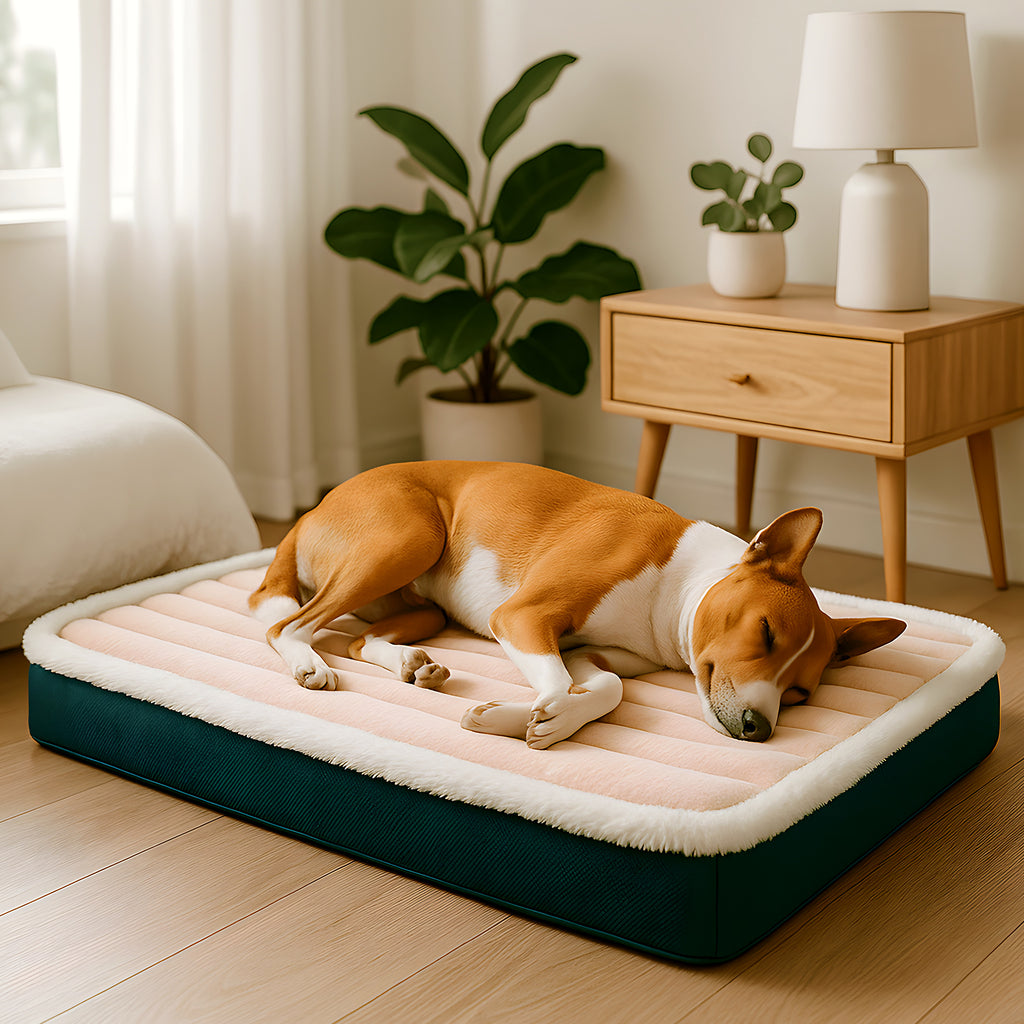 Coussin orthopédique matelassé en flanelle pour chien