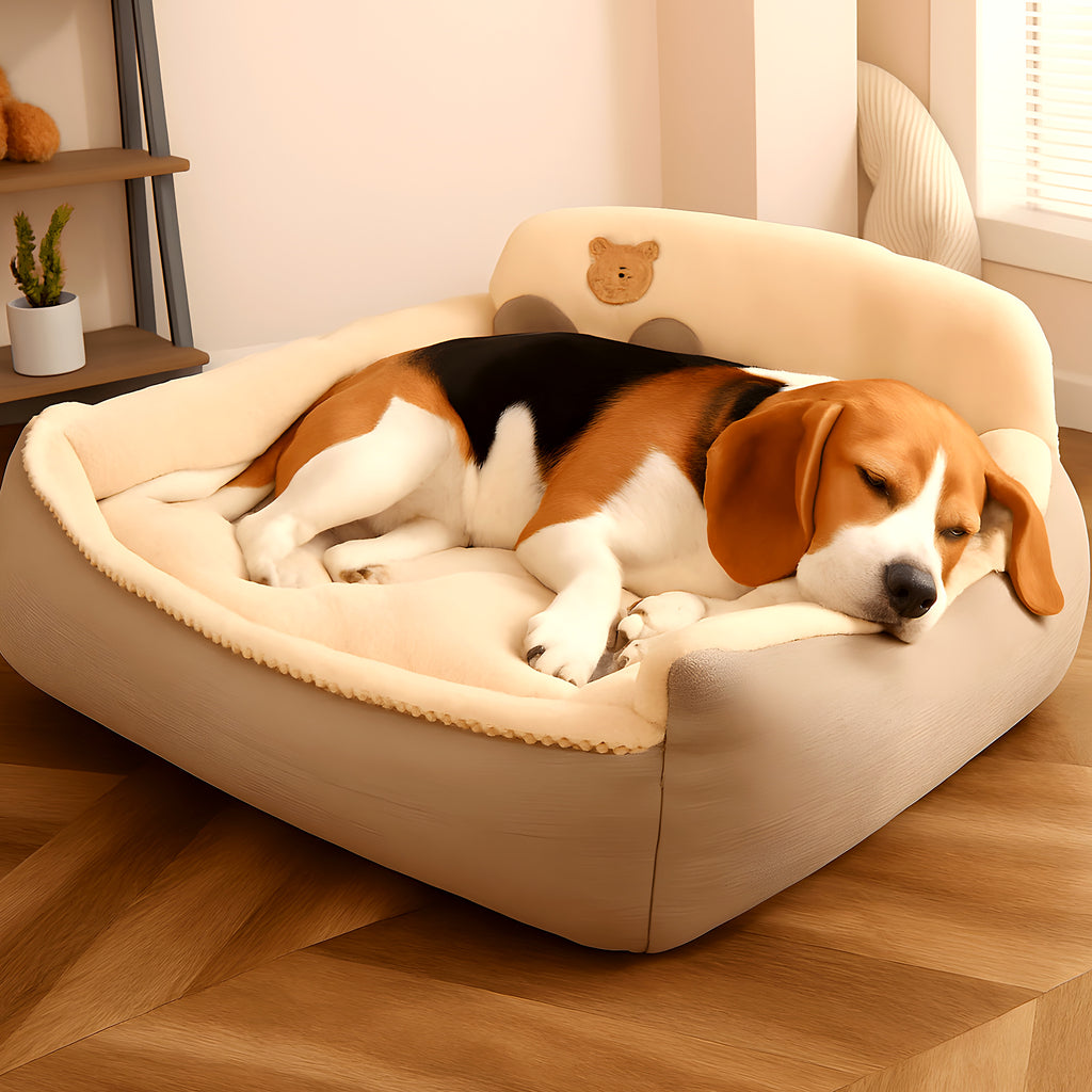 Coussin panier beige en Oxford imperméable pour chien