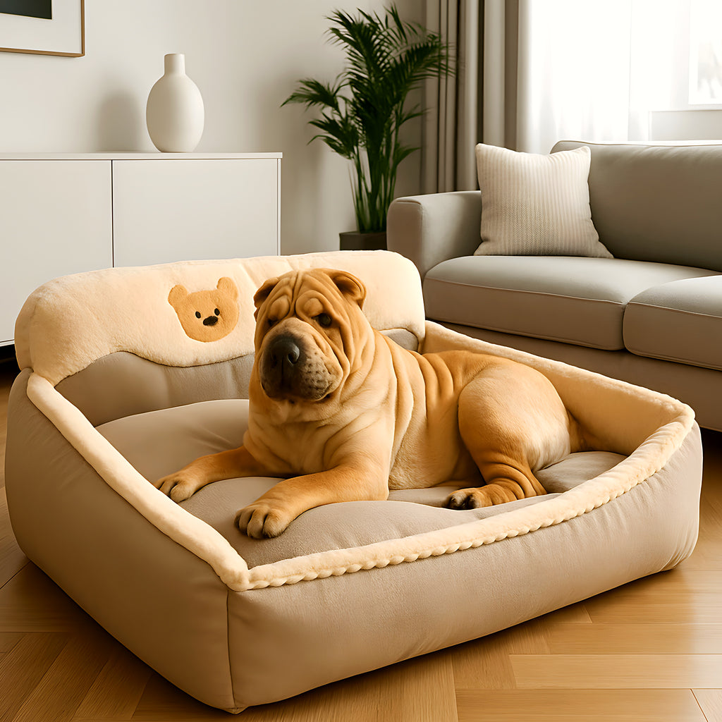 Coussin panier beige en Oxford imperméable pour chien