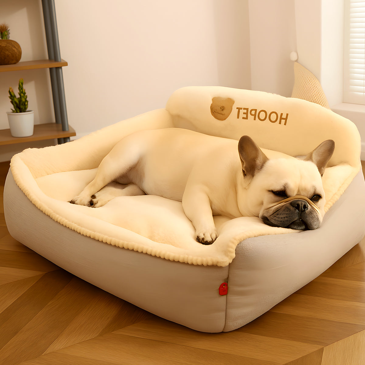 Coussin panier beige en Oxford imperméable pour chien