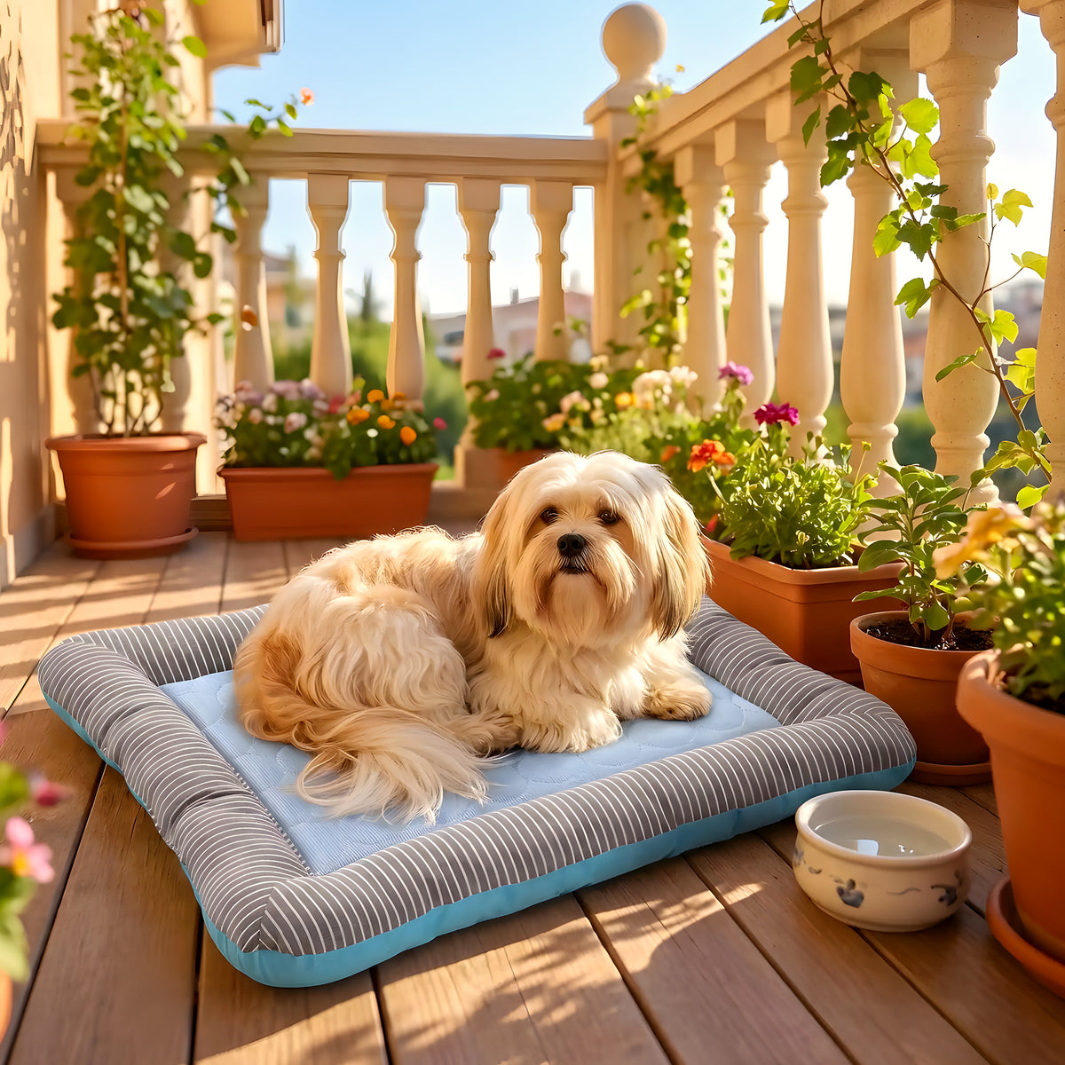 Coussin rafraîchissant à bords rembourrés pour chien
