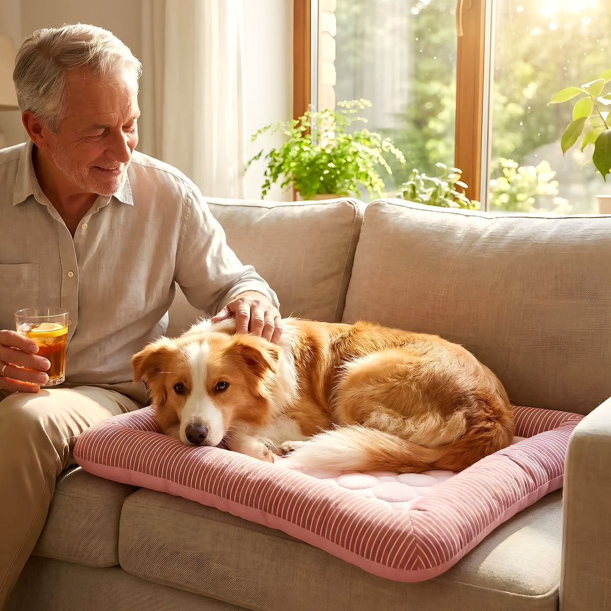 Coussin rafraîchissant à bords rembourrés pour chien