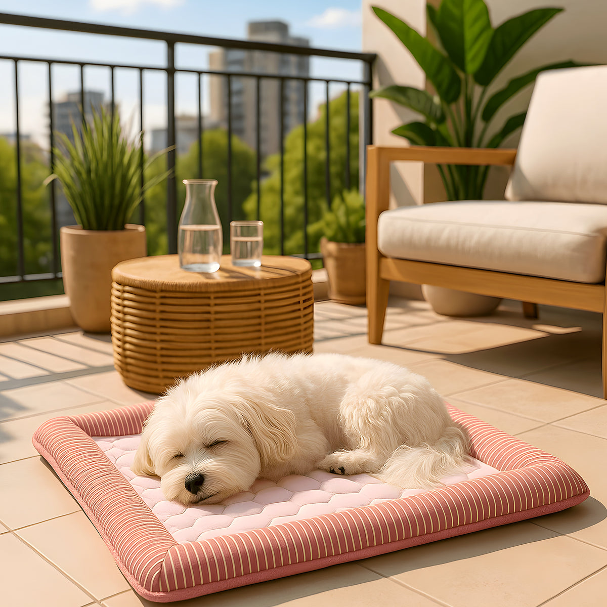Coussin rafraîchissant en coton et Oxford pour chien