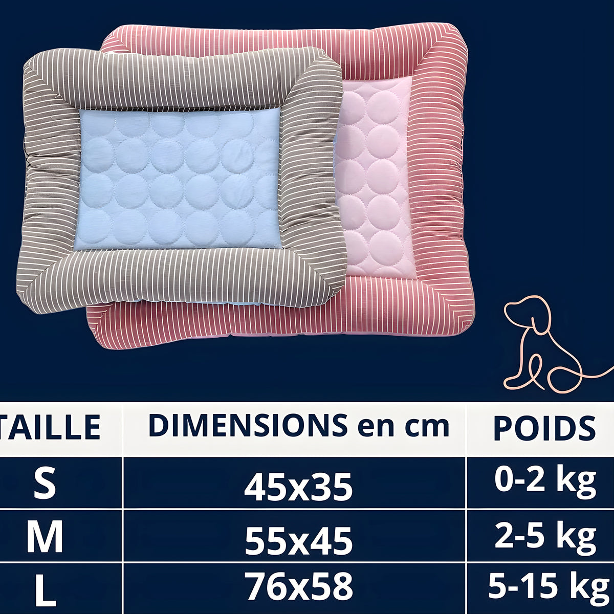 Coussin rafraîchissant en coton et Oxford pour chien