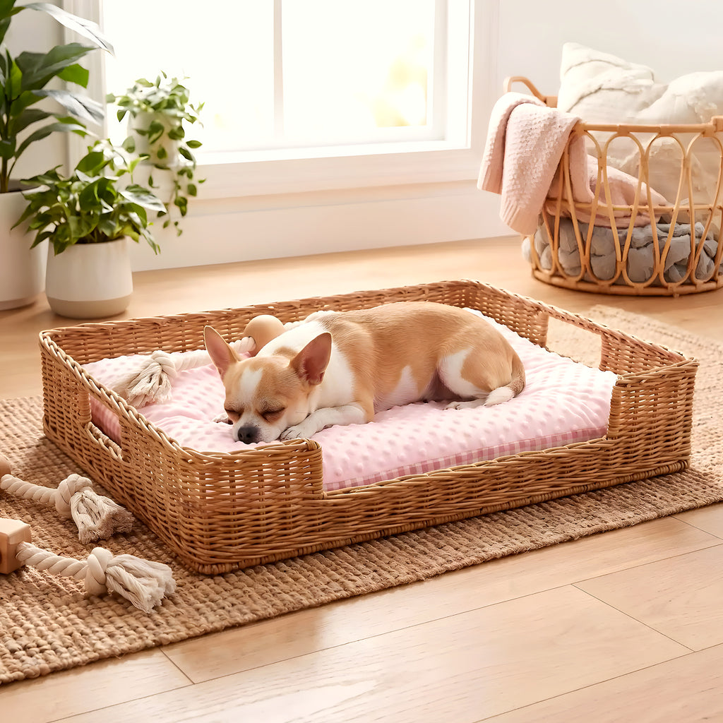 Coussin rectangulaire réversible été/hiver pour chien