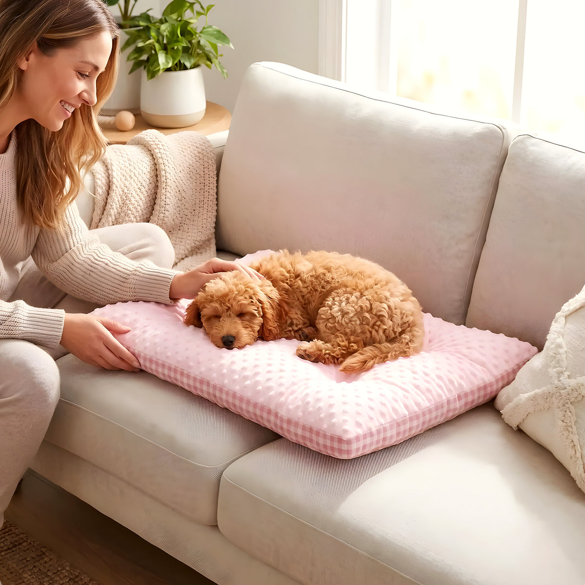 Coussin rectangulaire réversible été/hiver pour chien