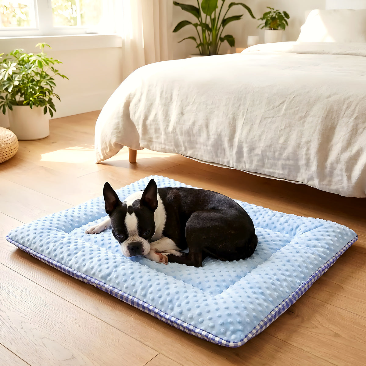Coussin rectangulaire réversible été/hiver pour chien