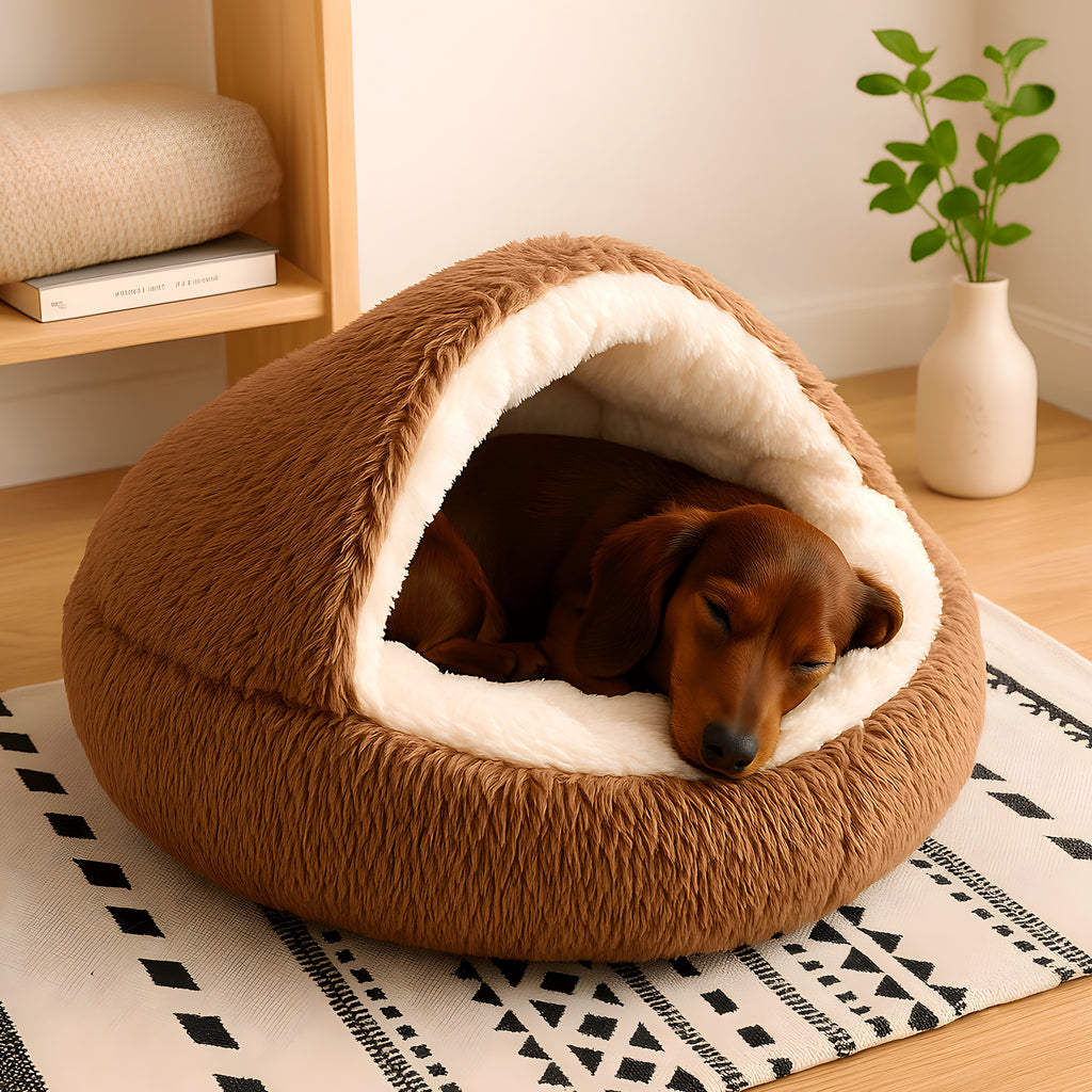 Coussin rond anti-stress en peluche, 4 coloris chauds