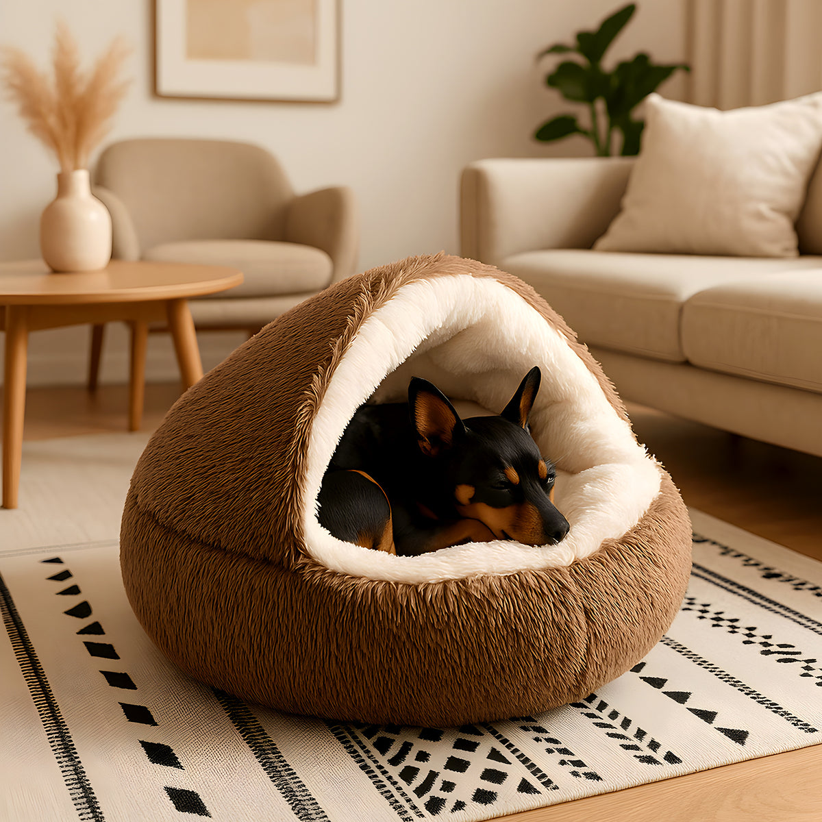 Coussin rond anti-stress en peluche, 4 coloris chauds