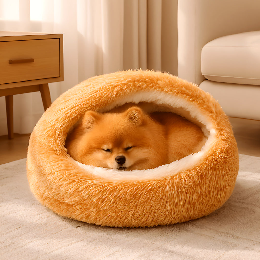 Coussin rond anti-stress en peluche, 4 coloris chauds