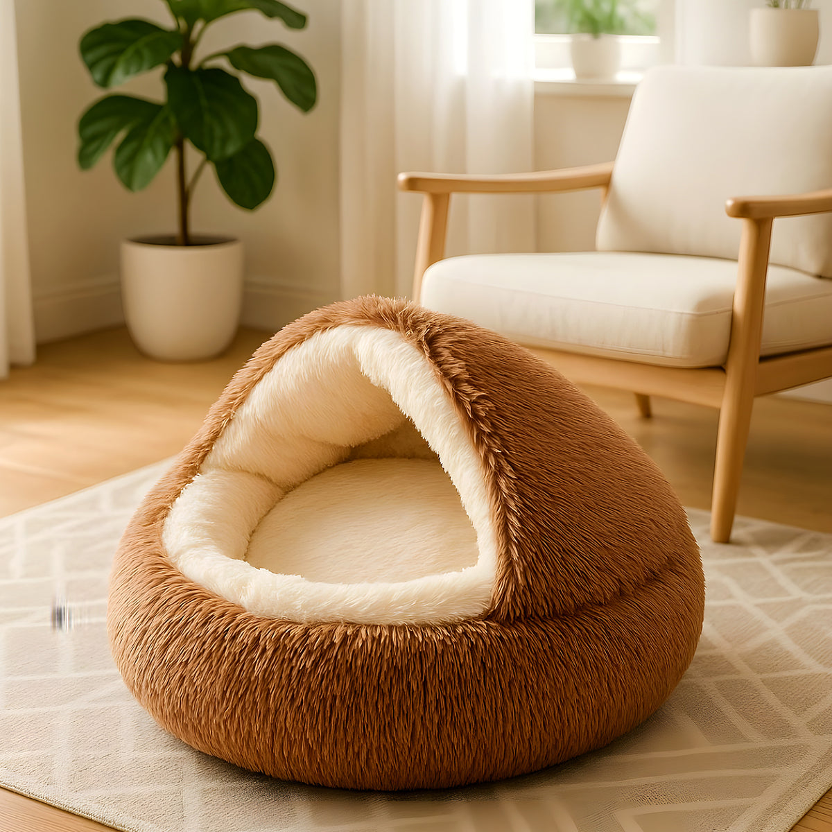 Coussin rond anti-stress en peluche, 4 coloris chauds